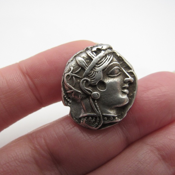 SOLD - Vintage 925 Greek Athena's Owl Cuff Links - Picture 6 of 8